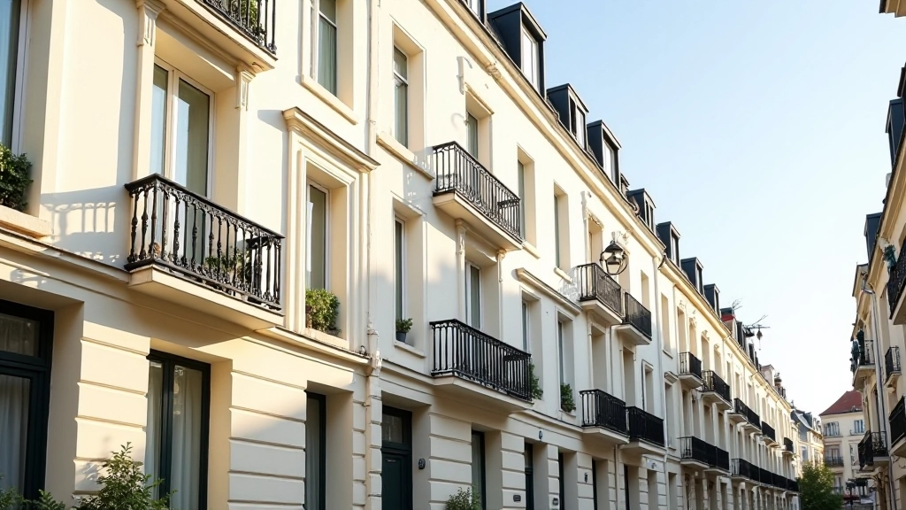 Immeuble résidentiel français avec balcons et façade classique