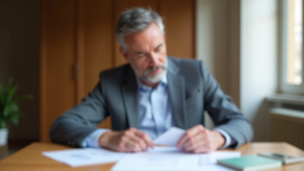 Gestionnaire examinant des documents financiers de copropriété sur son bureau